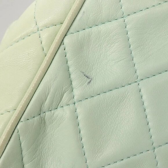 CHANEL Matelasse Chain Shoulder Bag Lamb Skin Peppermint Gold CC Auth - Picture 13 of 16